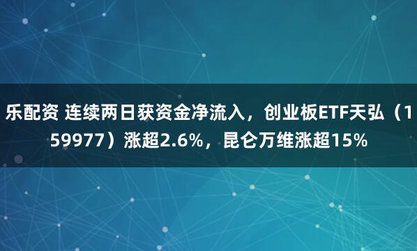 乐配资 连续两日获资金净流入，创业板ETF天弘（159977）涨超2.6%，昆仑万维涨超15%