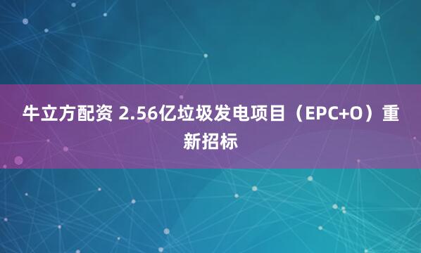 牛立方配资 2.56亿垃圾发电项目（EPC+O）重新招标